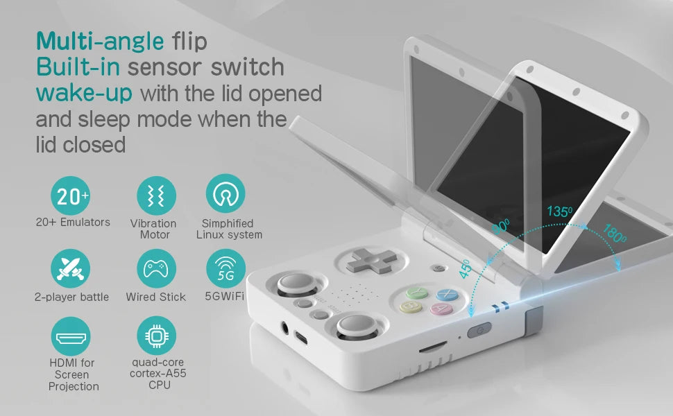 MIYOO Flip V2 Handheld Game Players 3.5''IPS Screen Linux System Onion OS Video Game Consoles Free Storage Bag Gamer Gift Gaming