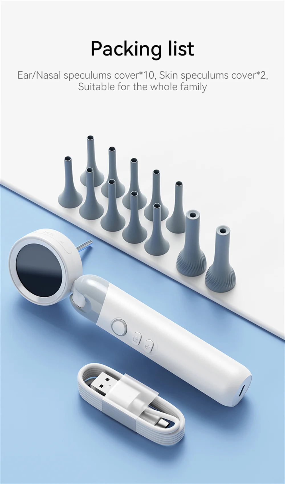 Otoscope Ear Camera with 1.38'' Screen1080P Ear Scope with 4 LEDs Support Photo and Video Ideal Pocket Otoscope for Adults Kids
