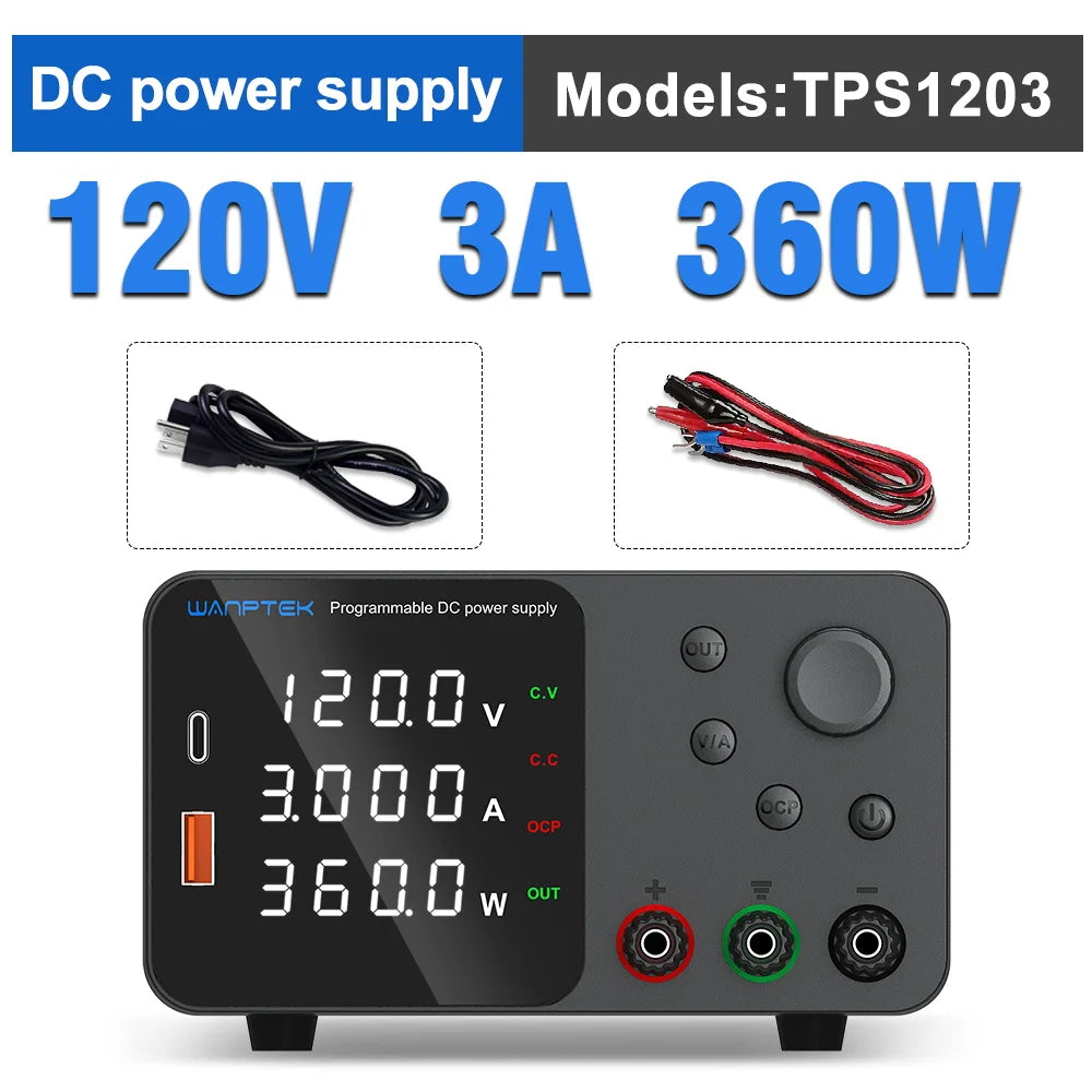 Wanptek Adjustable Lab DC power supply 30V 5A 10A 60V 5A Bench Power Source Stabilized Voltage USB power supply 120V 3A 160V 2A