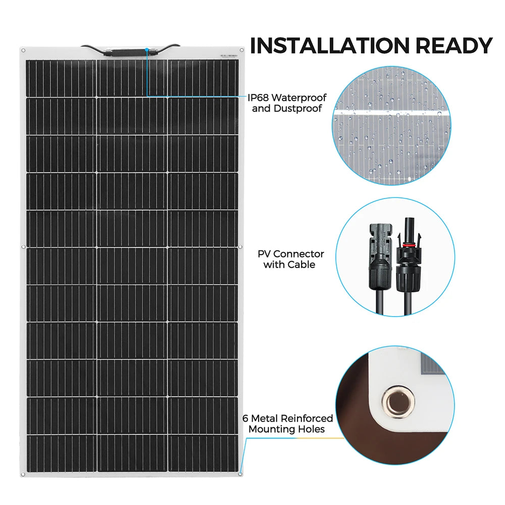 Solar panel kit Flexible Module 18V 120W 240w 360w 480w 600w 720w 12V or 24v photovoltaic for Motorhome Battery  Home Charger