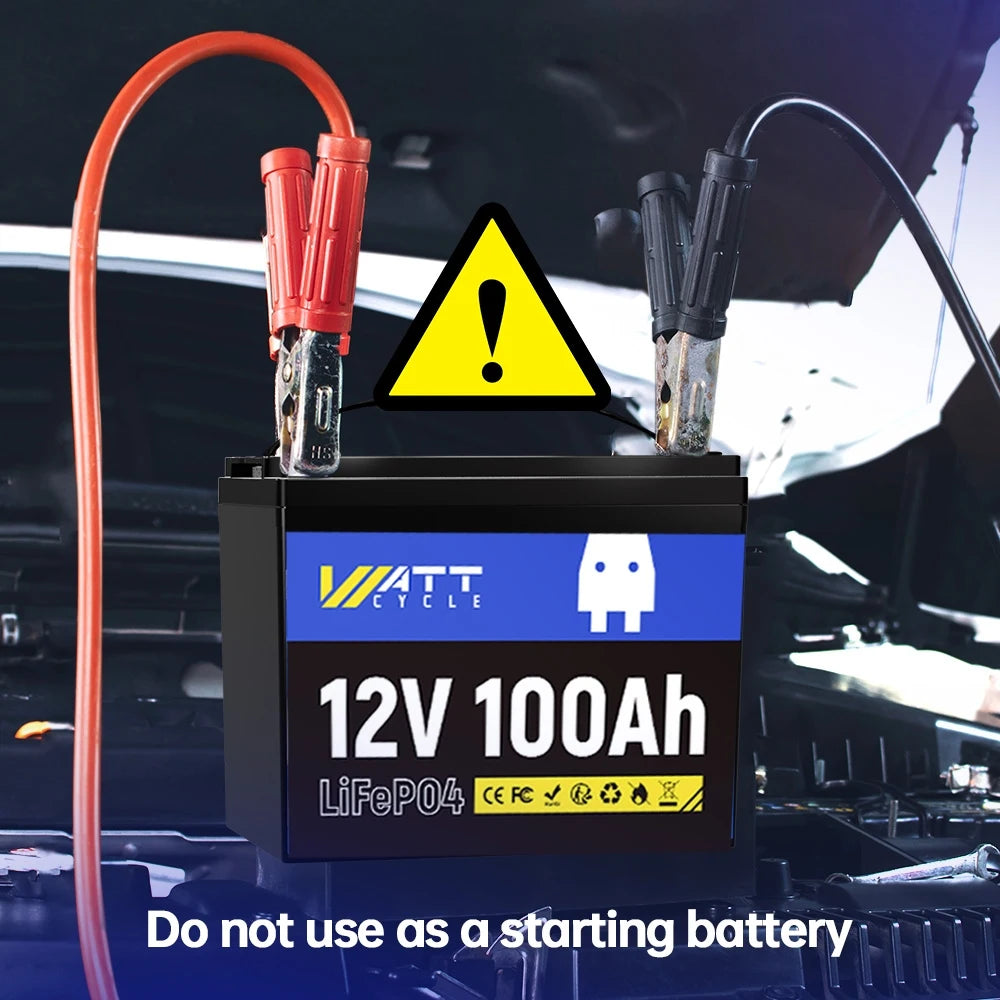 Wattcycle 12V 100Ah LiFePO4 Battery Packs Grade A Cells Rechargeable For Outdoor / Home Storage Lithium Iron Phosphate Batteries