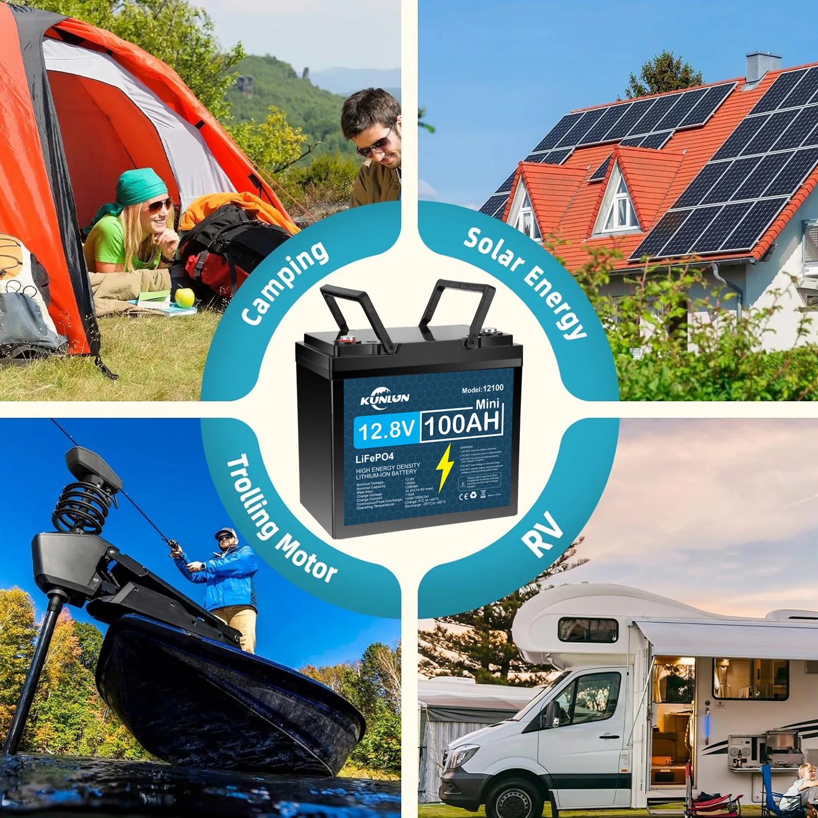 12V LiFePO4 Battery 30Ah 60Ah100Ah 120Ah 12.8V Lithium Iron Phosphate Batteries Pack 5000 Cycles RV Cart Boat Solar Battery