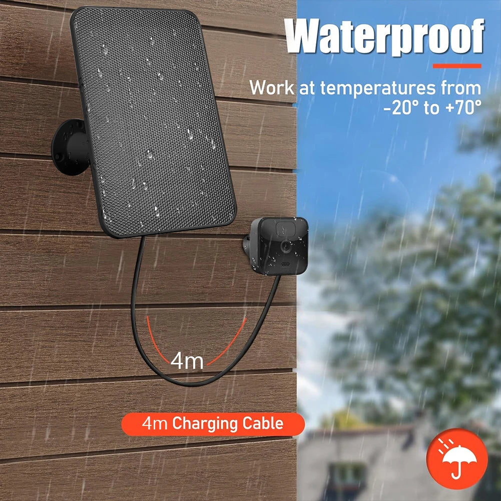 4W Waterproof Solar Panel Battery Charger with Rubber Plug for Blink XT XT2 and Blink Outdoor Camera