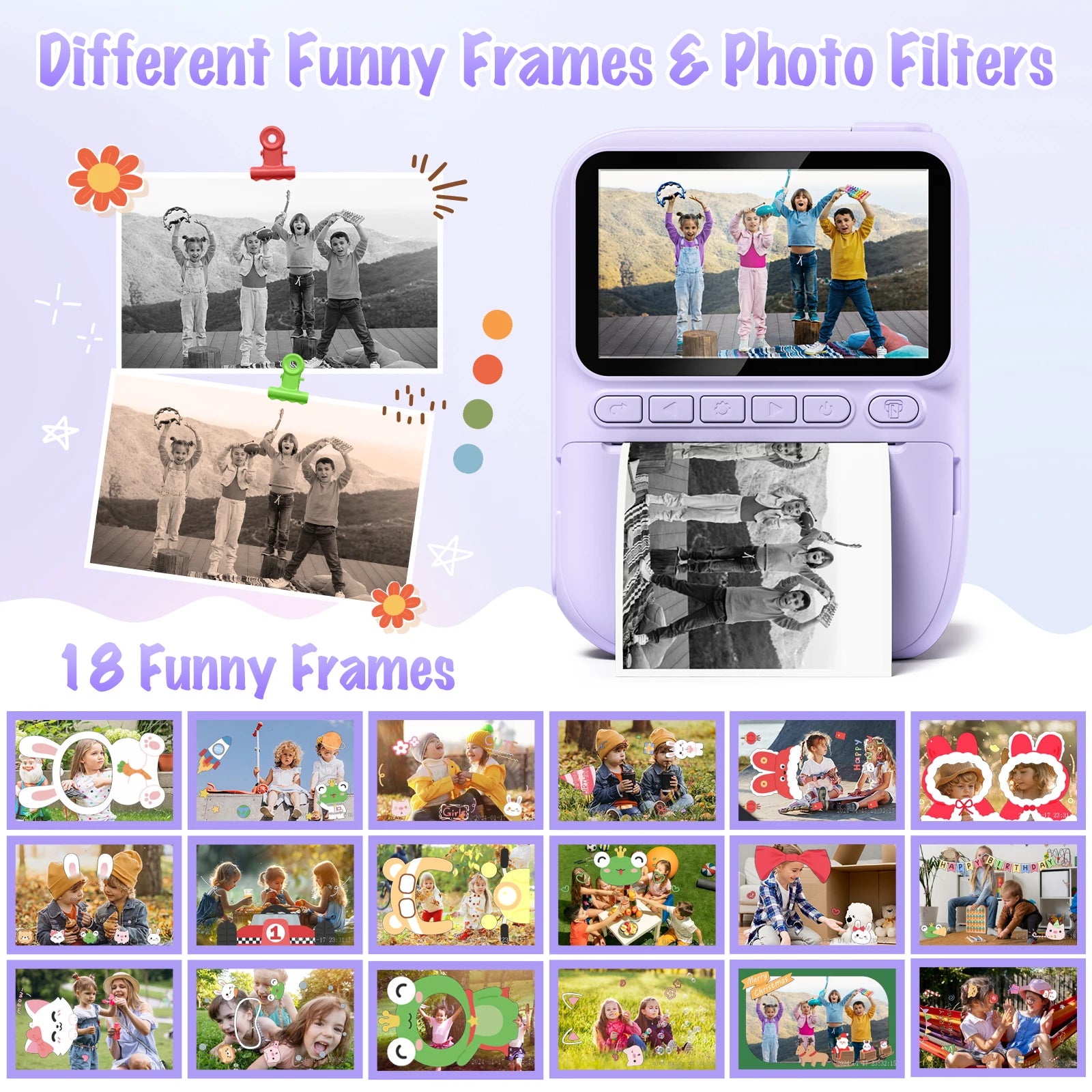 Instant Print Camera for Kids, 3.0" Kids Camera for 6-12 Year, 32MP HD 1080P Digital Camera with 3 Rolls of Printer Paper