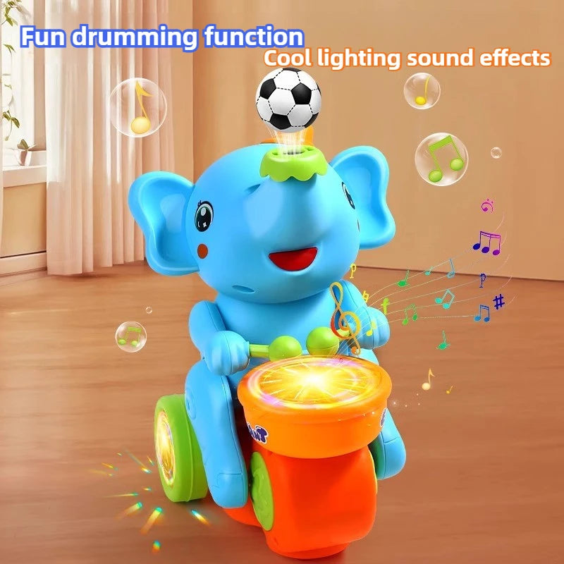 Musical Walking Elephant Drummer Toys for  Kid Musical Toy with LED Light Music Sensory Activity Toys Learning Educational Toys