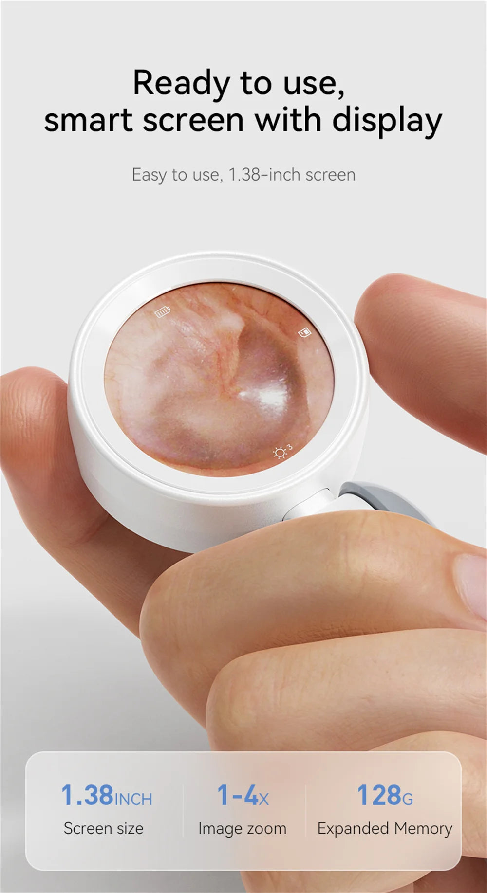 Otoscope Ear Camera with 1.38'' Screen1080P Ear Scope with 4 LEDs Support Photo and Video Ideal Pocket Otoscope for Adults Kids