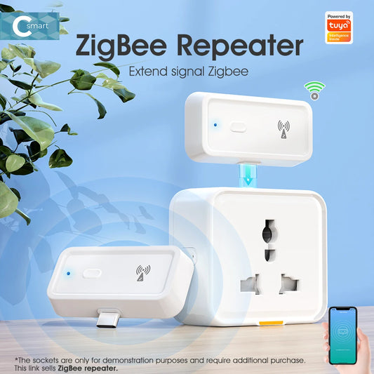 ZigBee Range Extender Works with ZigBee Gateway Hub Type C Smart Home Automation Devices Output Power Up To 20db for Home Office