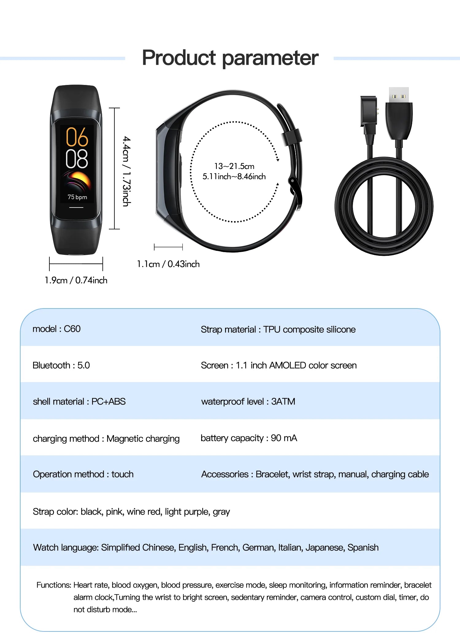 LIGE 1.1 inch Amoled Smart Watch Smartwatch Band Women Heart Rate Monitoring Waterproof men Smart Bracelet Sport Fitness Tracker