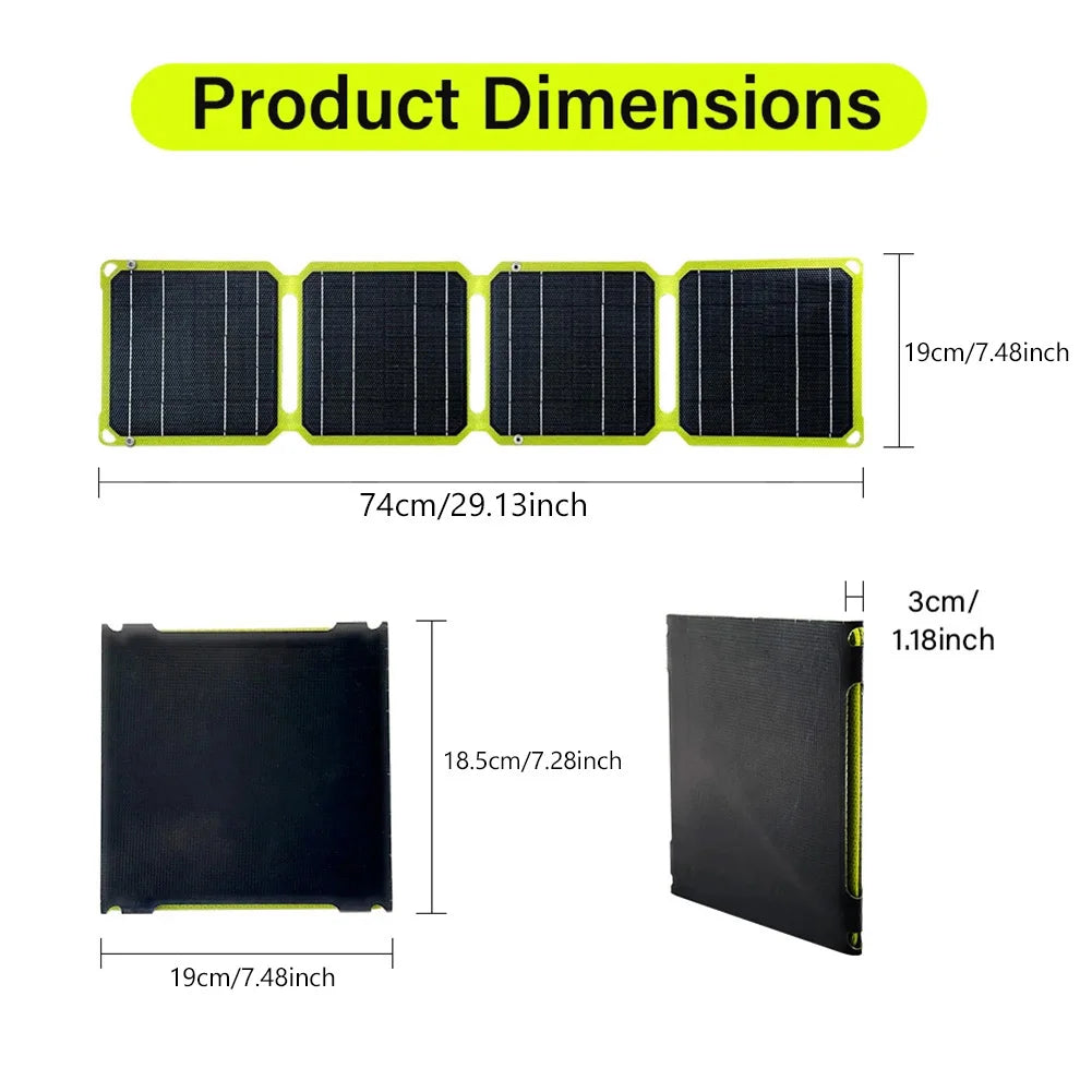 30W/40W 5V Solar Panel PD 20W QC 3.0 5V 9V 12V Foldable Solar Power Bank Type C USB-A DC Output Portable Battery Phone Charger
