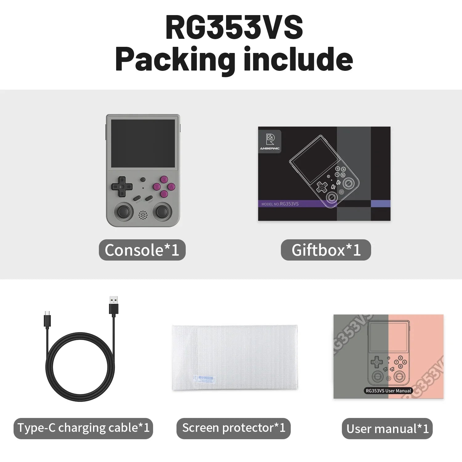 ANBERNIC RG353V RG353VS Handheld Game Console 3.5'' IPS Screen HDMI Output Android Linux OS Supports Wift Built-in 20000 Games