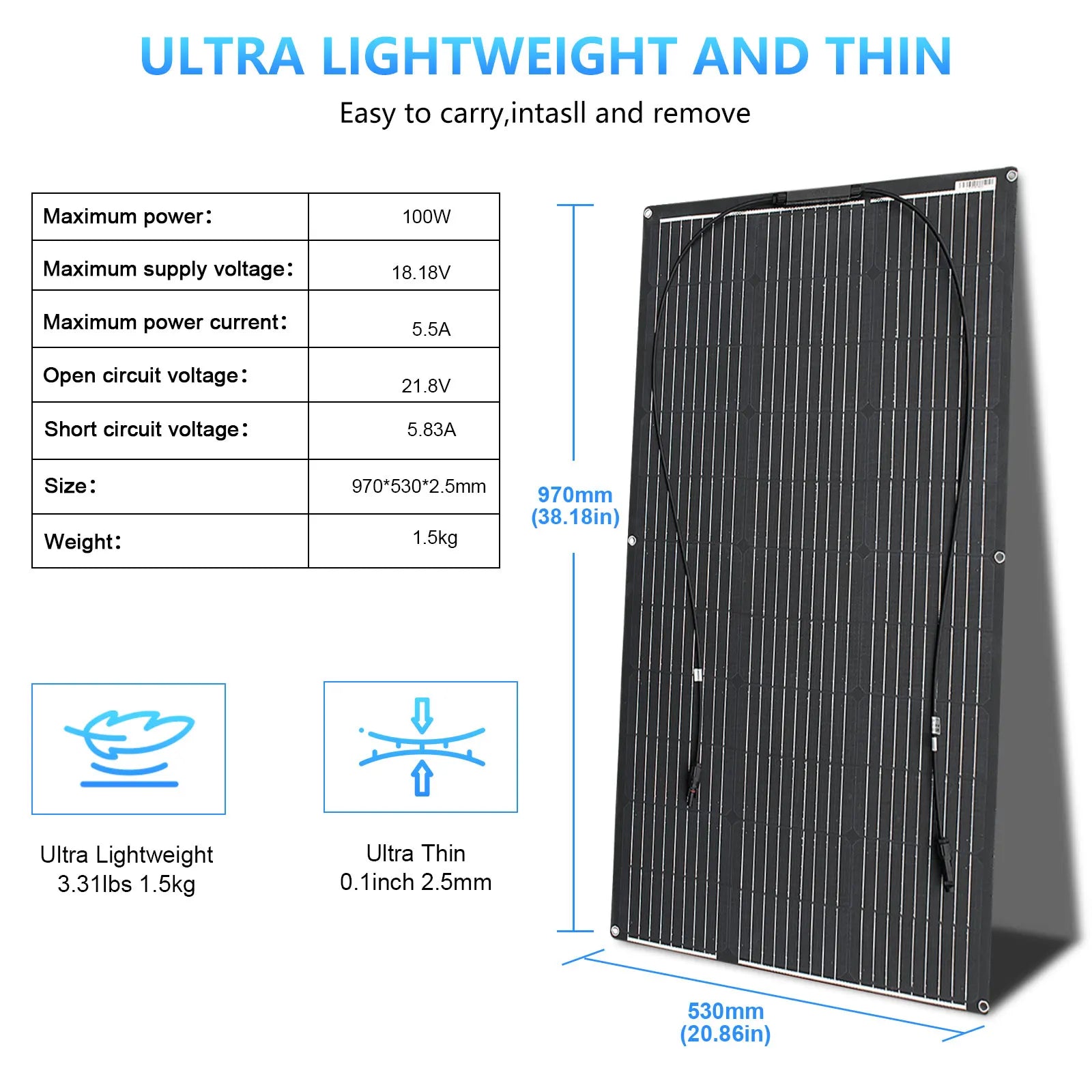 Bendable Solar Panel Accessories and Solar Panel System ETFE 100w 200w 300w 400w 500w 600w