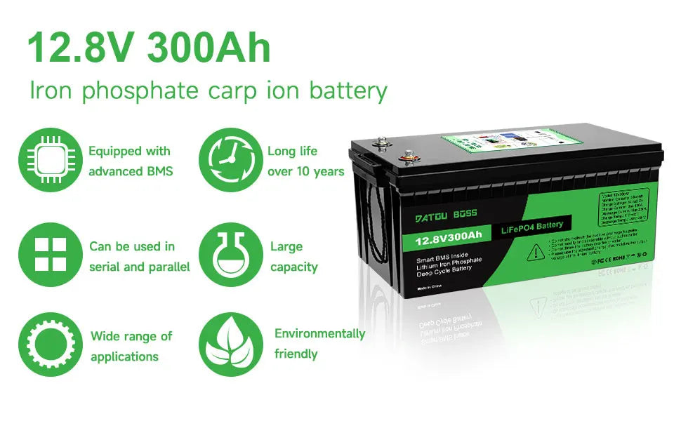 DATOUBOSS Lithium Battry 12V100A200A300A LiFePO4 battery rechargeable Solar Generator With BMS Solar Storage System Deep Cycle