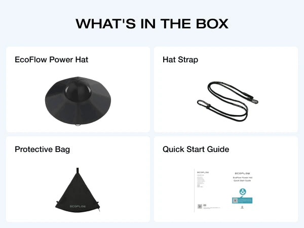 ECOFLOW Power Hat, Solar Charging Bucket Fishing Hat, Dual USB-A/USB-C Ports, SPF 50+ Wide Brim Sun Hats, XLarge 24 in, Black