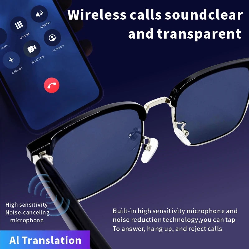 SENBONO Smart Glasses AI Translation Glasses 100+ Languages Real-time Translation Bluetooth Music Built-in Mic & Speakers