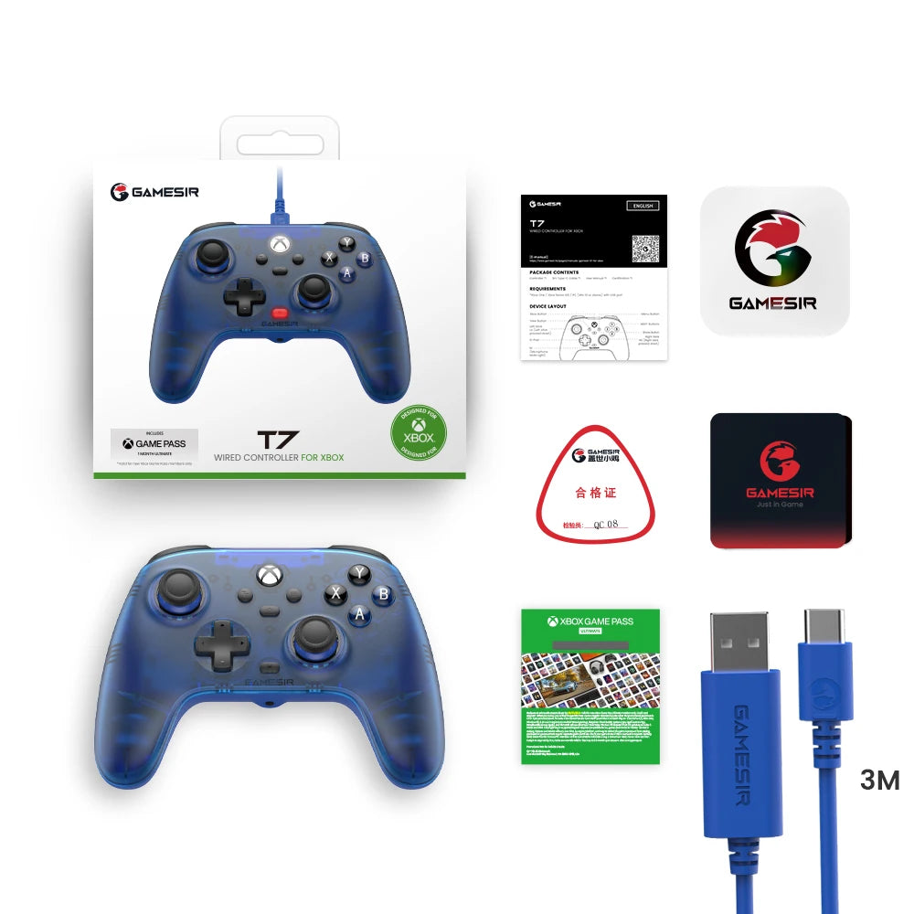 GameSir T7 Wired Xbox Controller for Series X/S & Xbox One | Hall Effect Joysticks & Triggers, Plug-and-Play Gaming