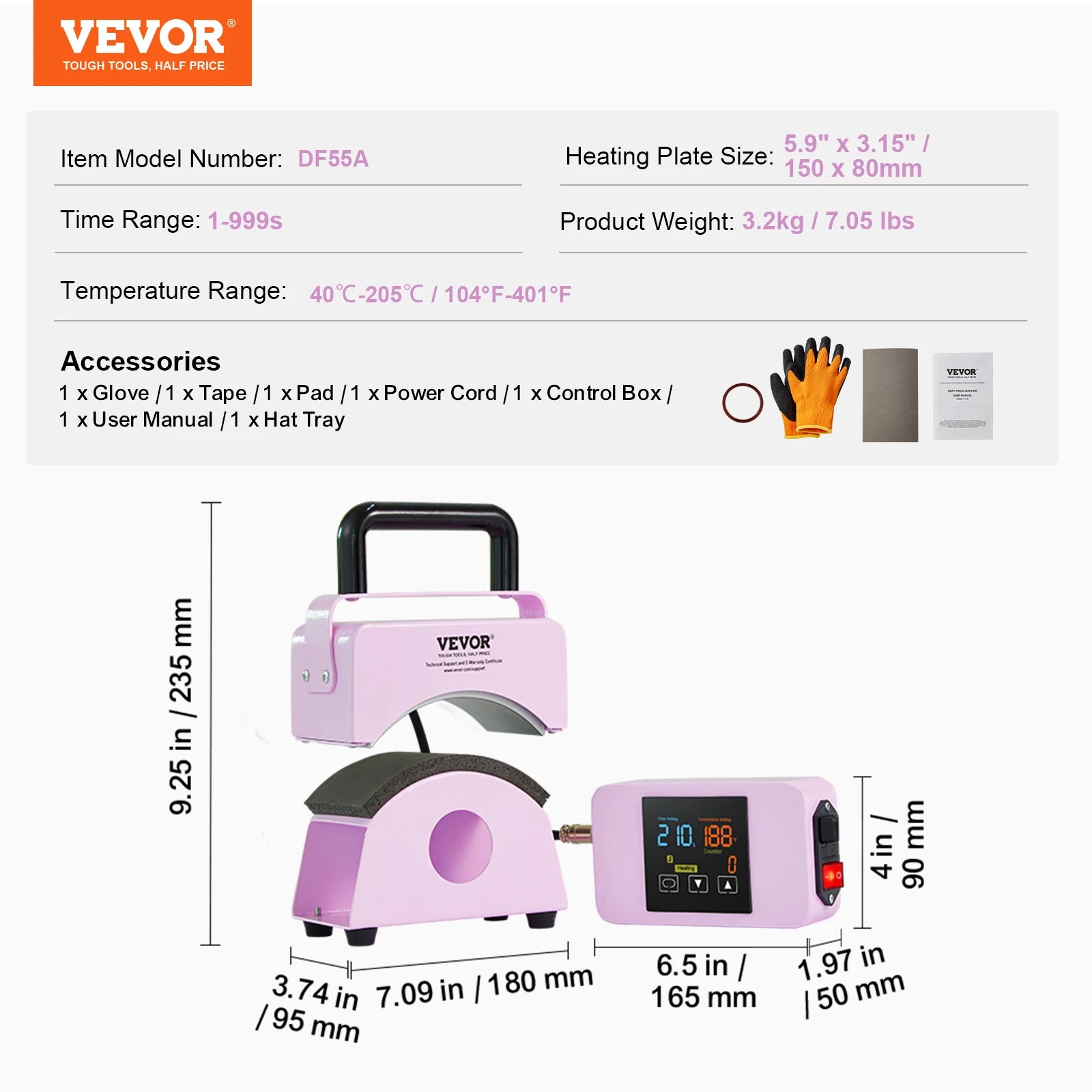 SucceBuy Hat Press Machine Mini Hat Heat Press for Caps Cap Heat Press Machine Safety Base and Glove Automatic Shut-Off Purple