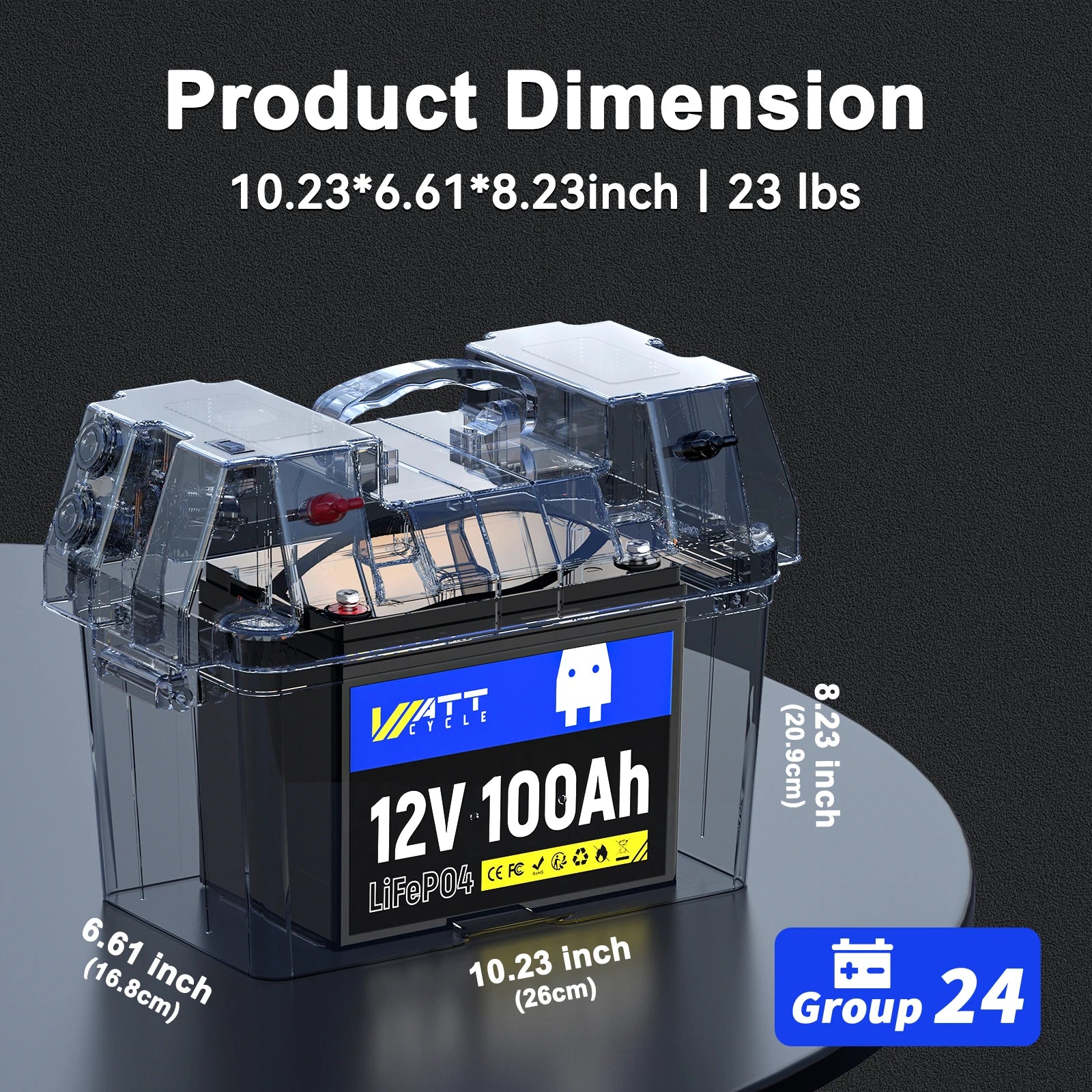 Wattcycle 12V 100Ah LiFePO4 Battery Packs Grade A Cells Rechargeable For Outdoor / Home Storage Lithium Iron Phosphate Batteries