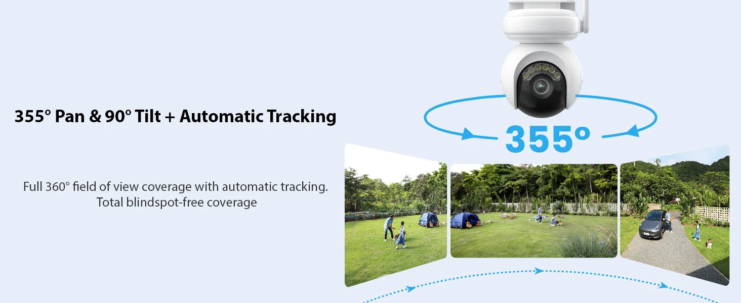 Reolink 4K Solar WiFi Security Camera Long Lasting 360° PT Auto Tracking Wireless ColorX Night Vision Dual-Band WiFi 6 IP Camera