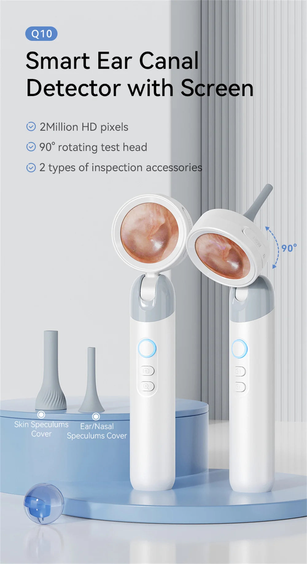 Otoscope Ear Camera with 1.38'' Screen1080P Ear Scope with 4 LEDs Support Photo and Video Ideal Pocket Otoscope for Adults Kids
