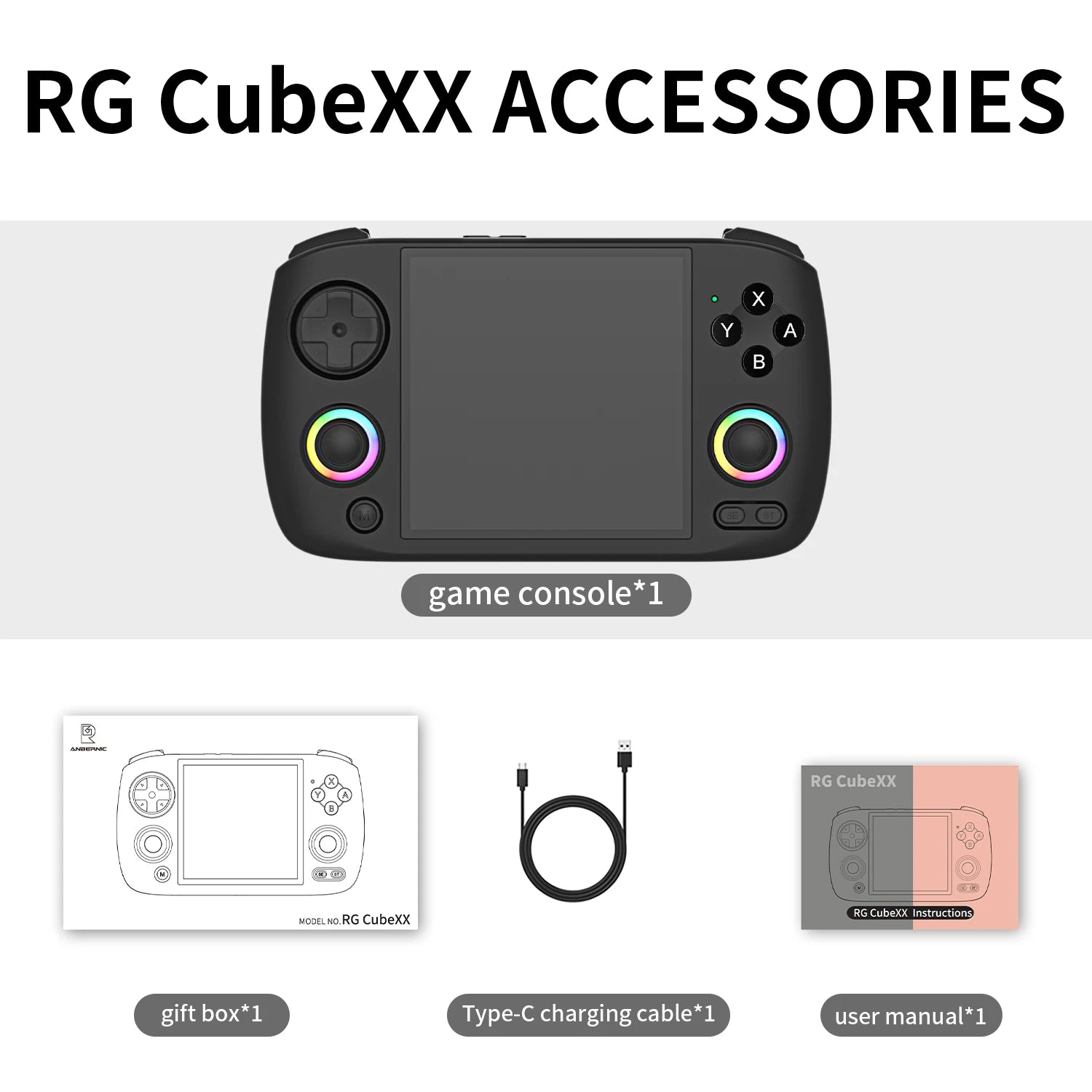 ANBERNIC RG CubeXX Handheld Game Console 3.95” 720*720 IPS OCA 1:1 Screen 3800mAh H700 Linux System RGCUBEXX TV HD Out With APP