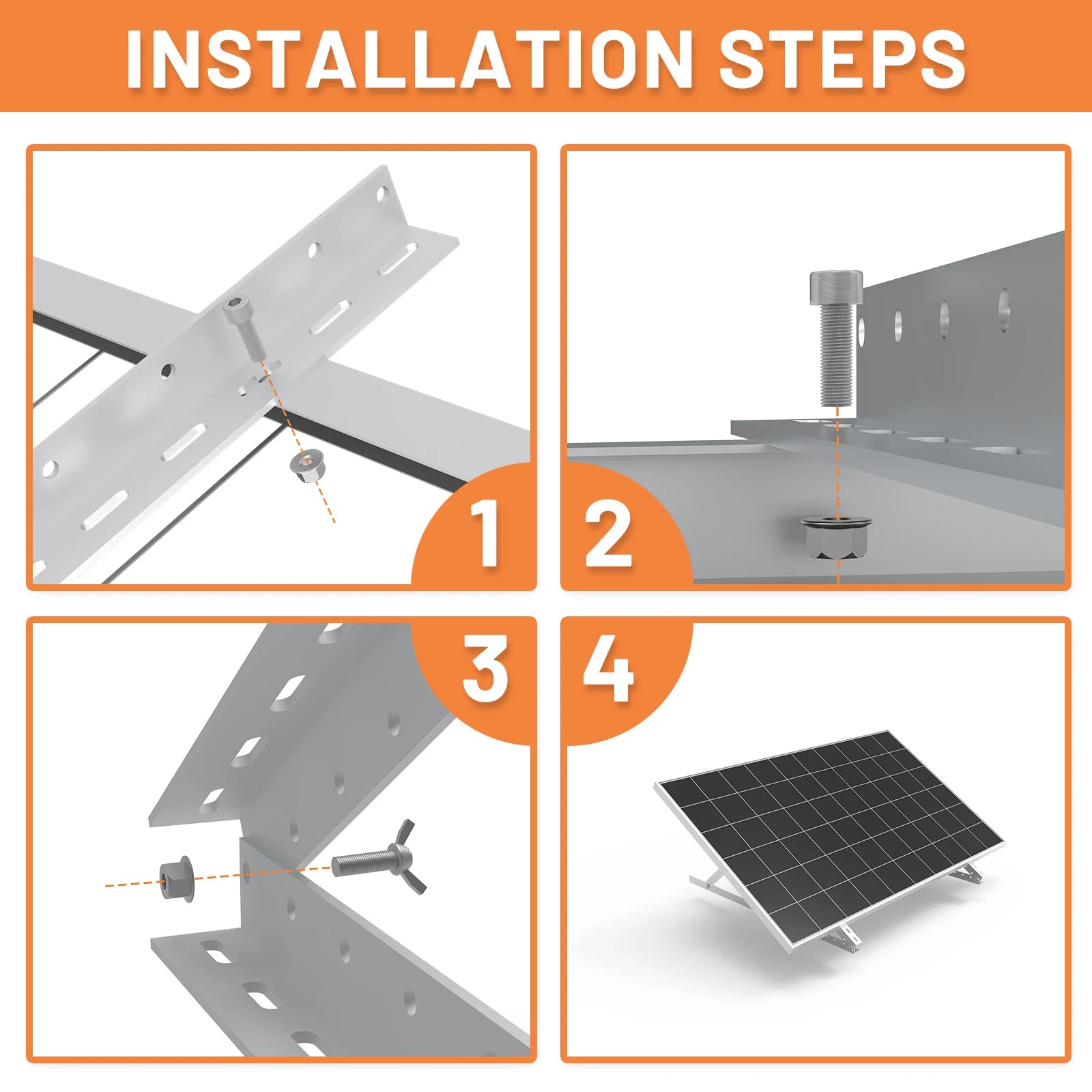 CP-SETUNO 45in Adjustable Solar Panel Tilt Mount Brackets Support up to 100W-500 Watt Solar Panel for Any Flat Surface, Roof, RV