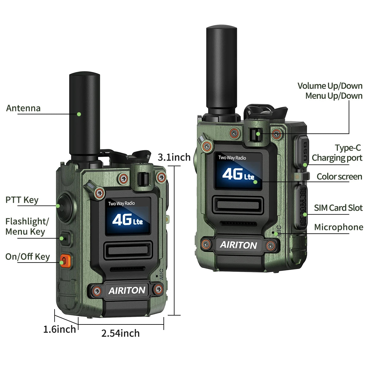 2X AI-G7 Global Network POC Radio Walkie Talkie 4G WiFi Unlimited Range Type-C Long Range Sim Card Two Way Radio for Hunting
