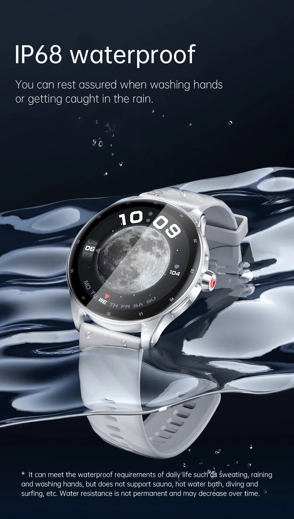 KUMI GW5 Pro Smartwatch 1.43" AMOLED IP68 Waterproof Bluetooth 5.2 Fitness Tracker Heart Rate Blood Oxygen Monitor