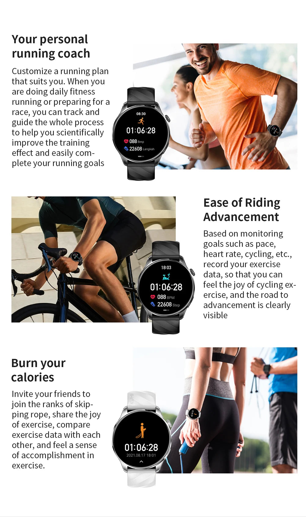 KUMI GW3 Pro Smartwatch 1.43" AMOLED Display IP68 Waterproof Bluetooth 5.2 Fitness Watch Heart Rate Blood Oxygen Tracker
