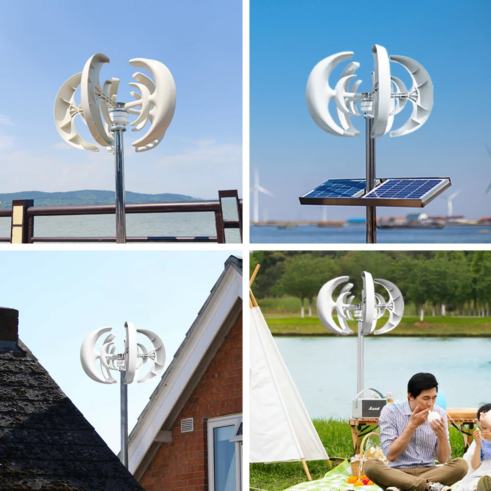5000W Vertical Wind Turbine 12V 24V 48V Small Windmill Free Energy 220V Household Farm Sent To MPPT Controller