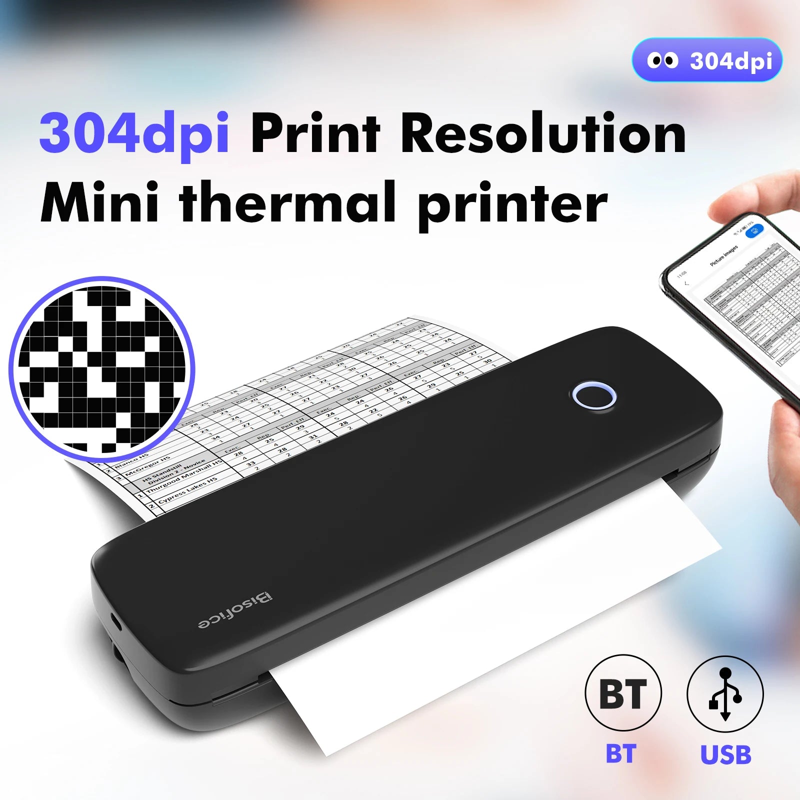 L81 A4 Thermal Printer Portable Printers Wireless Multi Size Versatile Mobile Thermal Printer 304DPI Study Office Work Tools