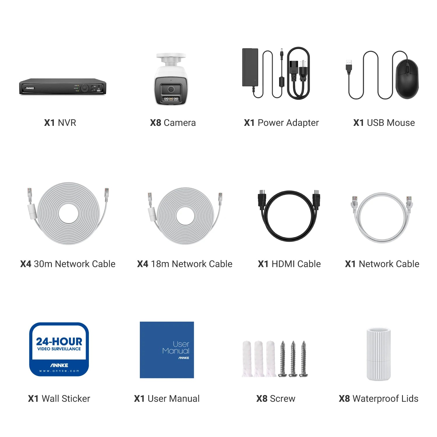 ANNKE 12MP POE Video Surveillance System H.265+ 8CH NVR With 4/8 PCS 12MP Security Cameras CCTV Kit Audio Recording IP camera