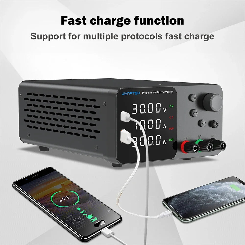 Wanptek Adjustable Lab DC power supply 30V 5A 10A 60V 5A Bench Power Source Stabilized Voltage USB power supply 120V 3A 160V 2A