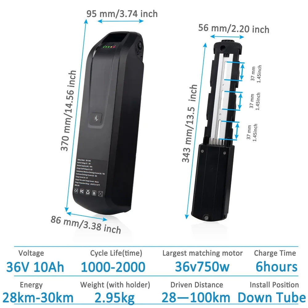 New Hailong EBike Battery 36V 48V 10Ah 15Ah 20Ah Mountain Bicycle 18650 Electric Bateria Pack for Bafang 1500W 1000W 750W 500W