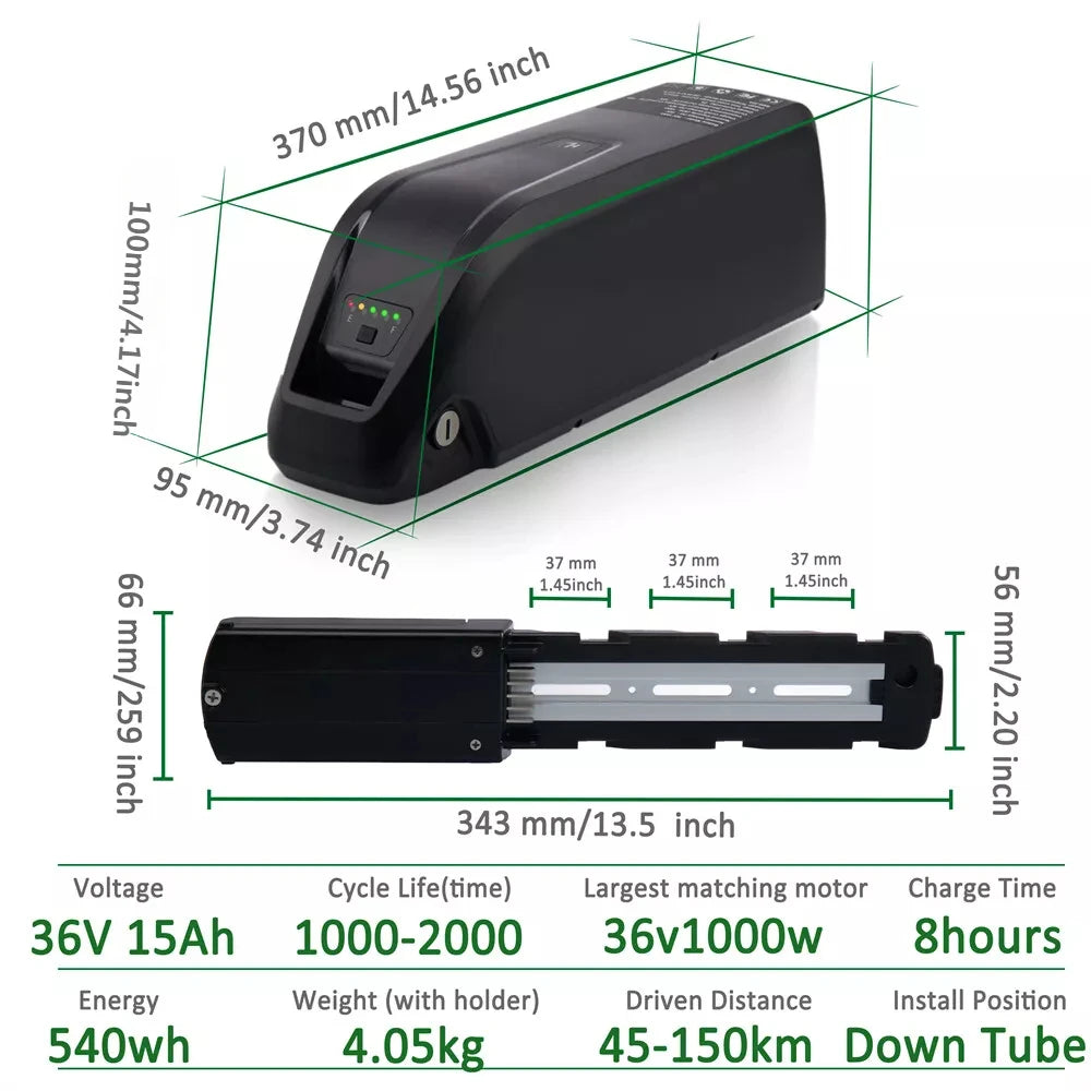 New Hailong EBike Battery 36V 48V 10Ah 15Ah 20Ah Mountain Bicycle 18650 Electric Bateria Pack for Bafang 1500W 1000W 750W 500W