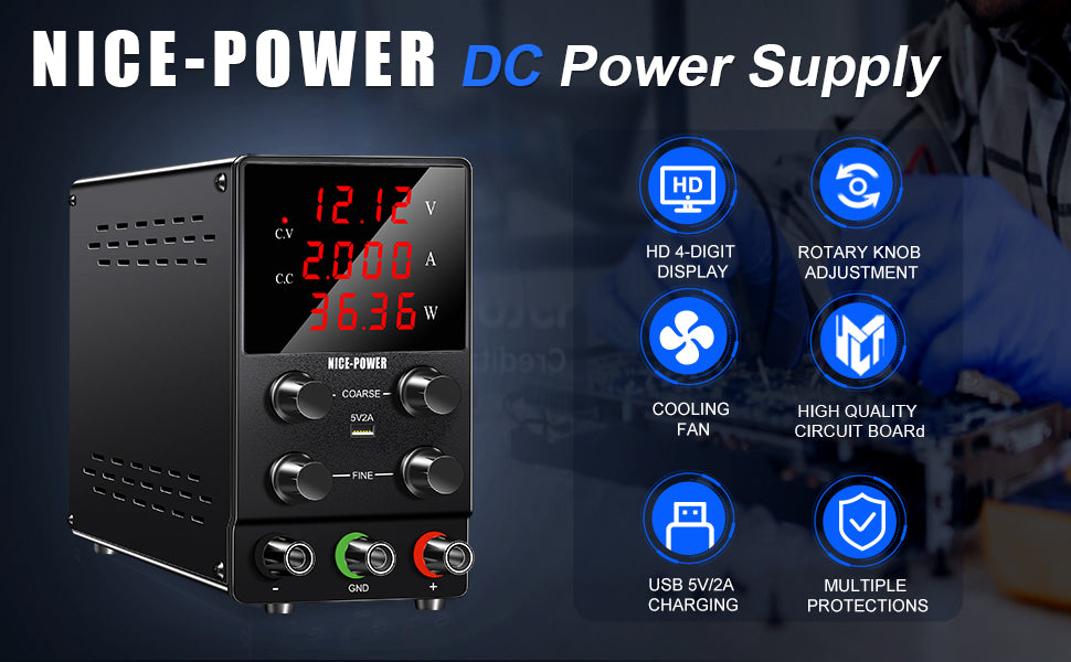 Adjustable Lab Power Supply 30V10A 5A 120V Switching Bench Power Supplies DC Power Supply USB Interface Repair Voltage Regulator