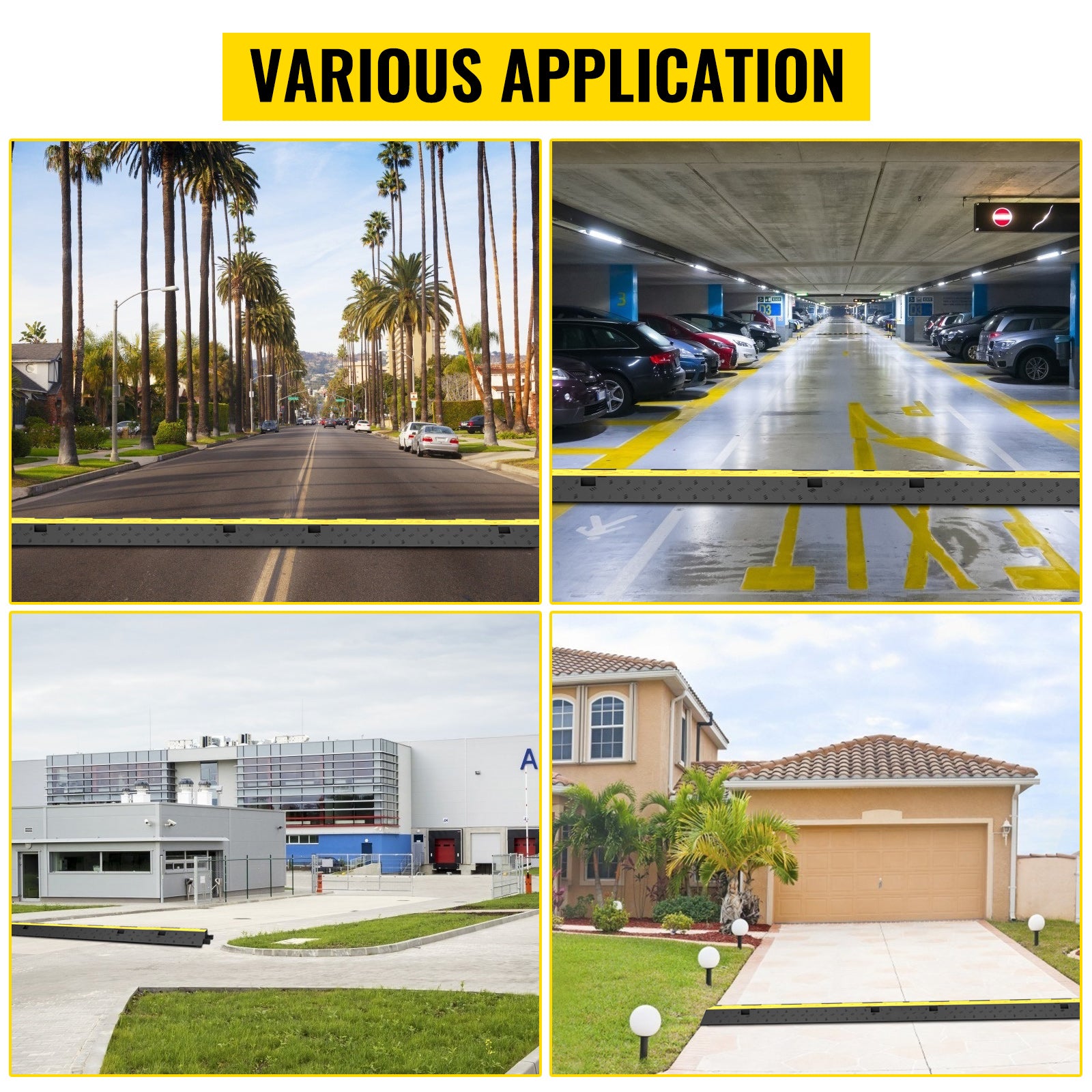 SucceBuy Cable Protector Ramp Wire Cable Cover Cord Guard 2 Channels Rubber + PVC 11000LBS Speed Bump Parking Driveway Traffic