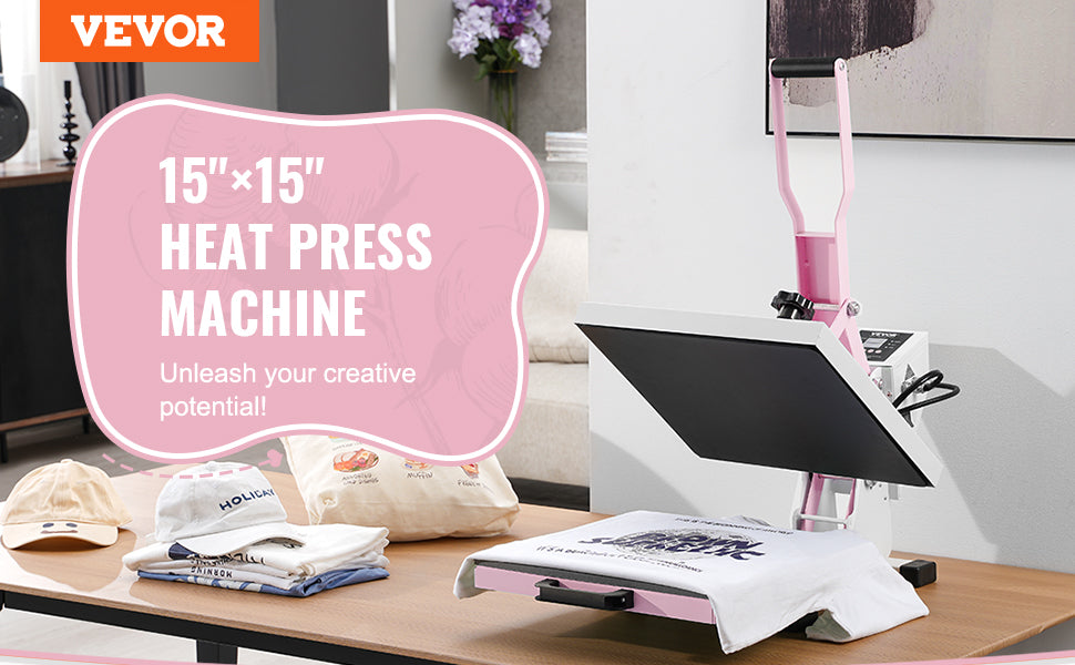 VEVOR Heat Press 15 x 15 in Heat Press Machine, Slide Out Heat Transfer Machine Fast and Even Heating 2-Layer Insulation Cotton