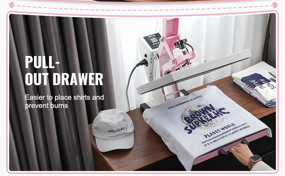 VEVOR Heat Press 15 x 15 in Heat Press Machine, Slide Out Heat Transfer Machine Fast and Even Heating 2-Layer Insulation Cotton