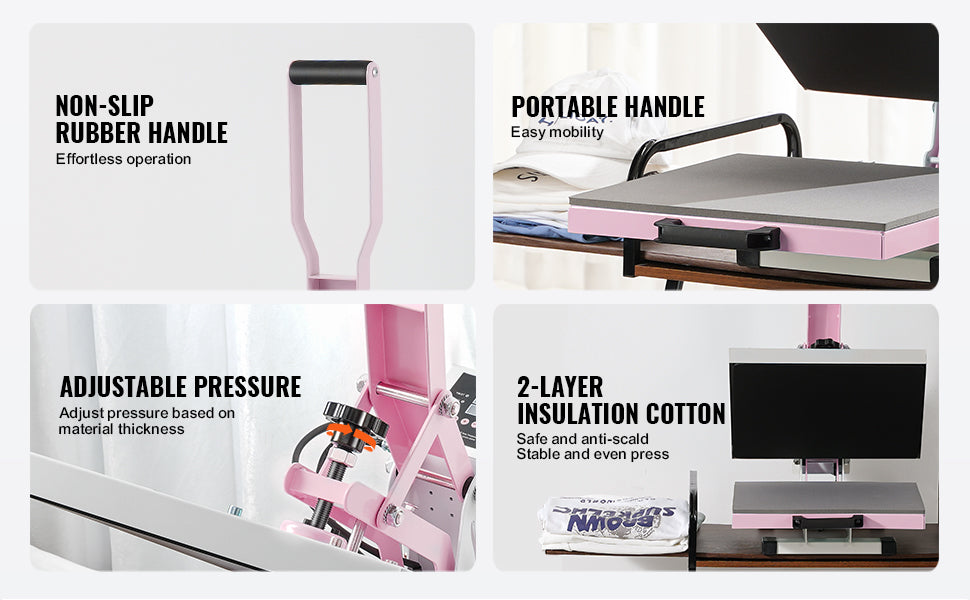 VEVOR Heat Press 15 x 15 in Heat Press Machine, Slide Out Heat Transfer Machine Fast and Even Heating 2-Layer Insulation Cotton