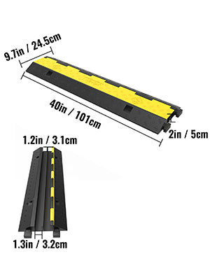 SucceBuy Cable Protector Ramp Wire Cable Cover Cord Guard 2 Channels Rubber + PVC 11000LBS Speed Bump Parking Driveway Traffic