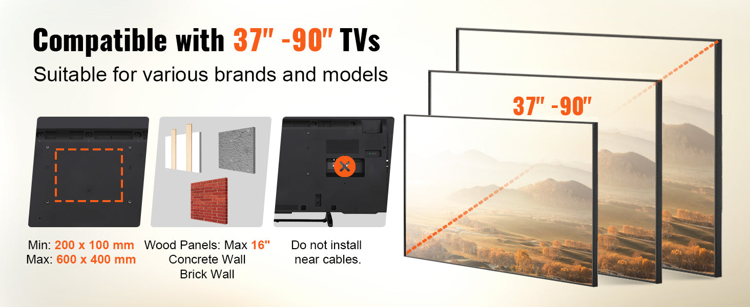 VEVOR Full Motion TV Mount Fit for Most 26-90in TVs Swivel Tilt Horizontal Adjustment TV Wall Mount Bracket W/ Articulating Arms